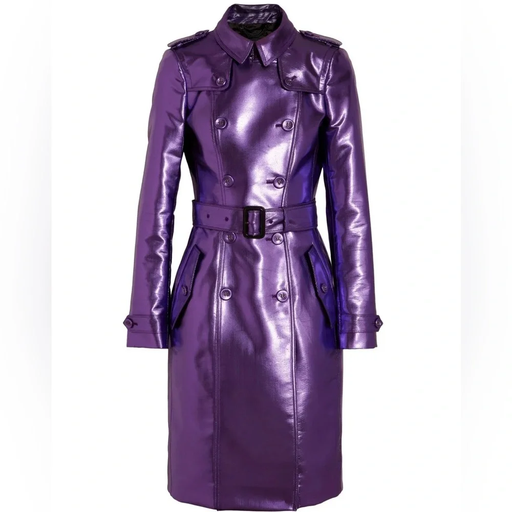 Burberry Prorsum Purple Metallic Trench Coat Runway Collection SUPER RARE US 2 - Picture 4 of 11